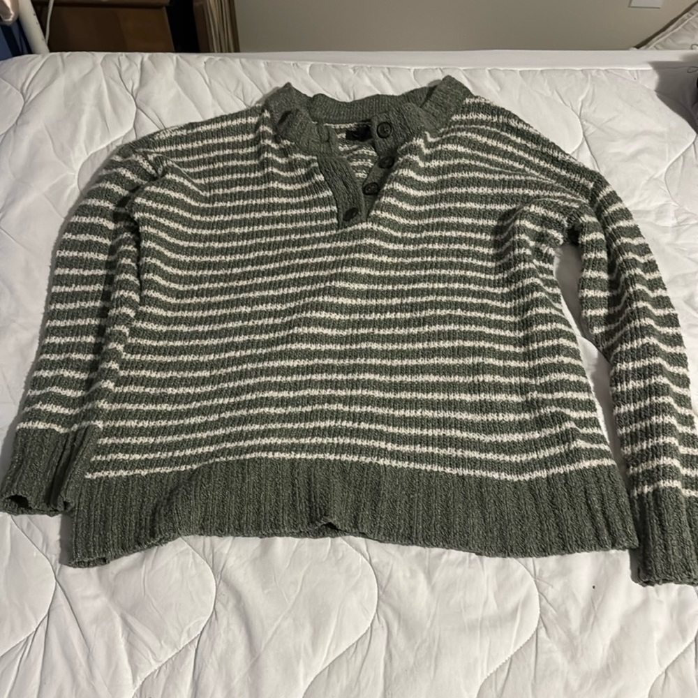 Size S sage green and white AE v neck sweater